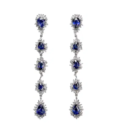 Suzanne Kalan 18kt white gold drop earrings with sapphires and diamonds | Thumbnail 1