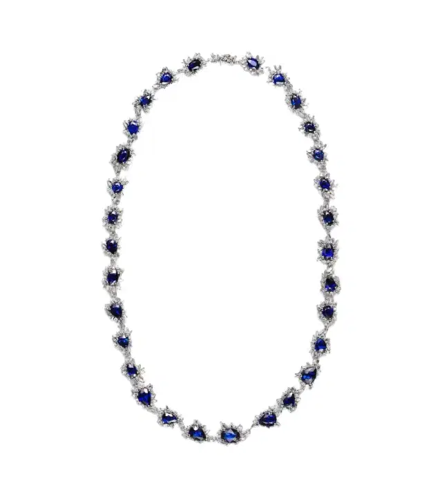 18kt white gold necklace with sapphires and diamonds