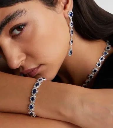 Suzanne Kalan 18kt white gold tennis bracelet with sapphires and diamonds | Thumbnail 4