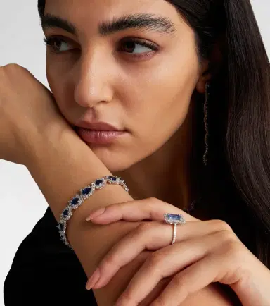 Suzanne Kalan 18kt white gold tennis bracelet with sapphires and diamonds | Thumbnail 5