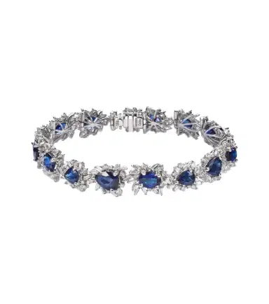 Suzanne Kalan 18kt white gold tennis bracelet with sapphires and diamonds | Thumbnail 1