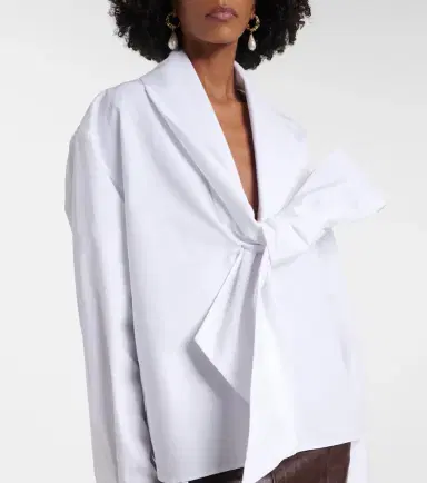 Saint Laurent Bow-detail cotton poplin shirt | Thumbnail 7