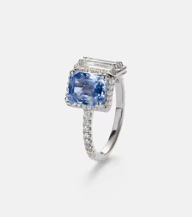 Suzanne Kalan 18kt white gold ring with sapphire and diamonds | Thumbnail 2 Suzanne Kalan 18kt white gold ring with sapphire and diamonds | Thumbnail 2