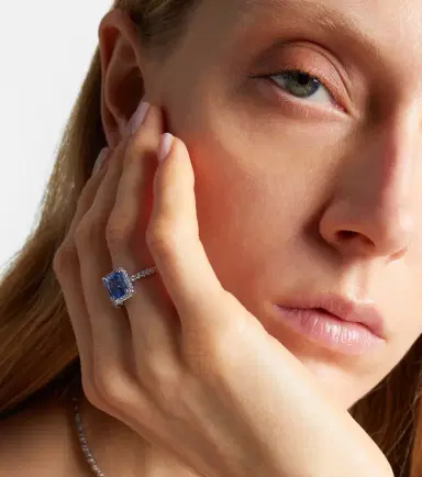 Suzanne Kalan 18kt white gold ring with sapphire and diamonds | Thumbnail 3 Suzanne Kalan 18kt white gold ring with sapphire and diamonds | Thumbnail 3