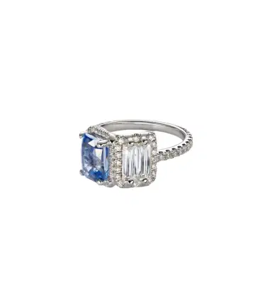 Suzanne Kalan 18kt white gold ring with sapphire and diamonds | Thumbnail 1 Suzanne Kalan 18kt white gold ring with sapphire and diamonds | Thumbnail 1