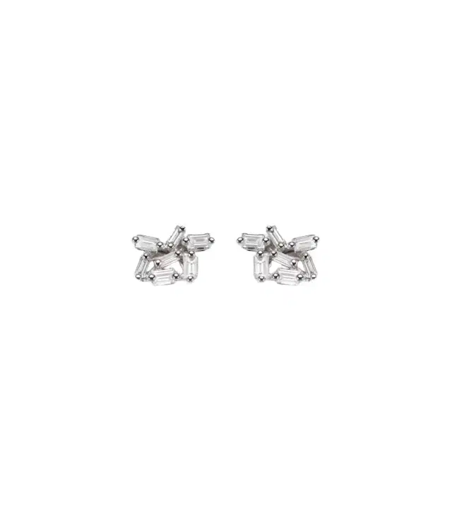 Suzanne Kalan Classic 18kt white gold stud earrings with diamonds