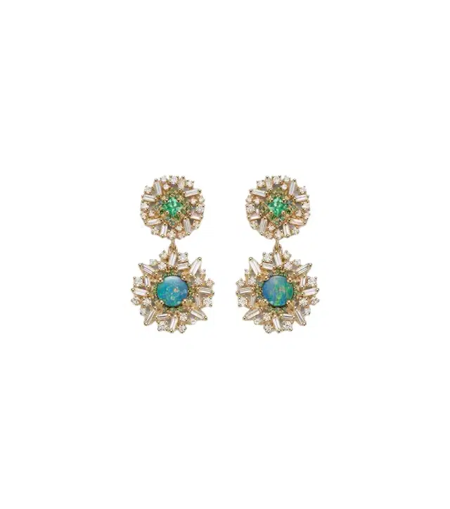 18kt gold drop earrings with gemstones
