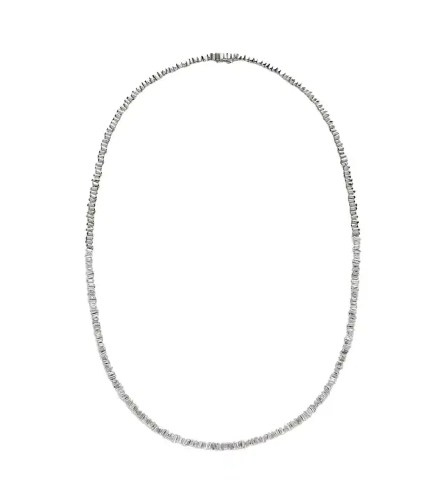 Mini 18kt white gold tennis necklace with diamonds