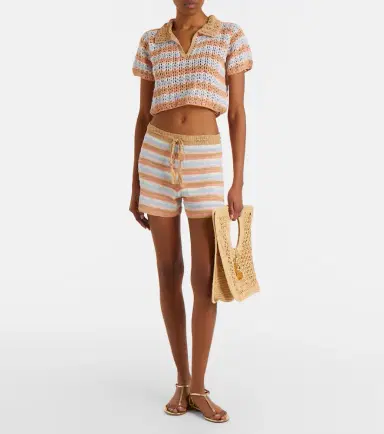 Anna Kosturova Striped crochet cotton shorts | Thumbnail 2
