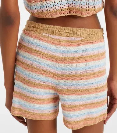 Anna Kosturova Striped crochet cotton shorts | Thumbnail 4