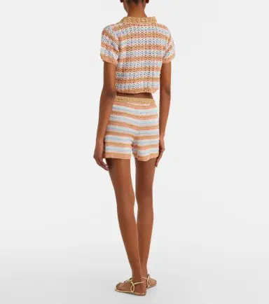 Anna Kosturova Striped crochet cotton shorts | Thumbnail 5
