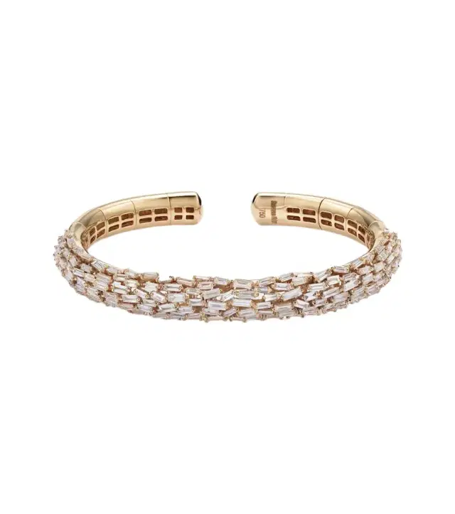 Suzanne Kalan 18kt gold cuff bracelet with diamonds