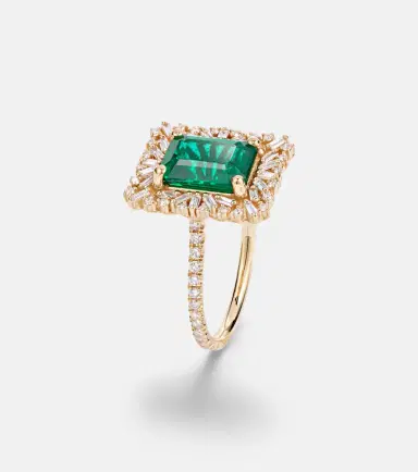 Suzanne Kalan 18kt gold ring with emerald and diamonds | Thumbnail 2