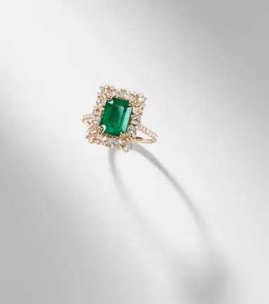 Suzanne Kalan 18kt gold ring with emerald and diamonds | Thumbnail 5