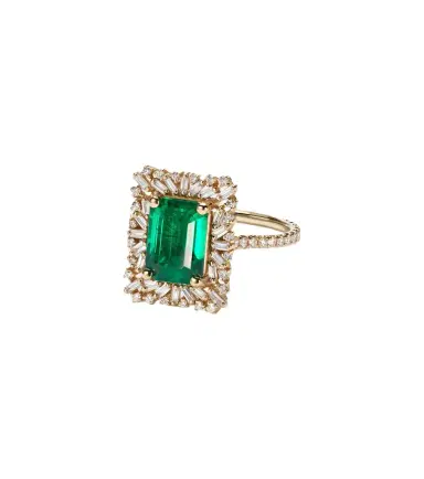 Suzanne Kalan 18kt gold ring with emerald and diamonds | Thumbnail 1