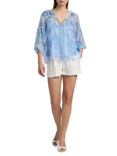 Johnny Was Women's Harlyn Floral Silk Button-Front Blouse - Casablanca Paradisa - Size Small | Thumbnail 2