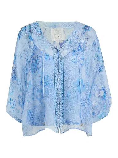 Johnny Was Women's Harlyn Floral Silk Button-Front Blouse - Casablanca Paradisa - Size Small | Thumbnail 1