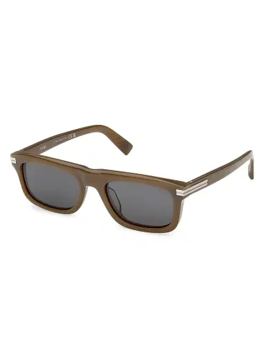 Zegna Men's 55MM Rectangular Sunglasses - Brown Grey | Thumbnail 1 Zegna Men's 55MM Rectangular Sunglasses - Brown Grey | Thumbnail 1