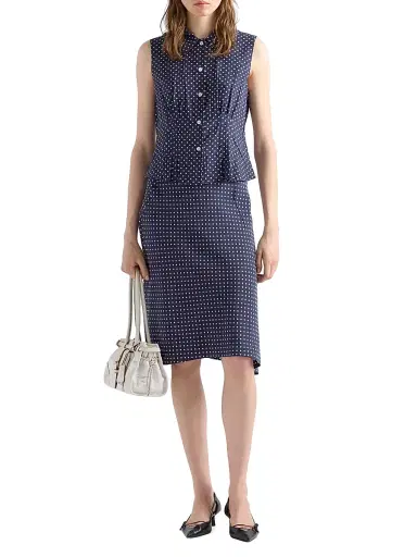 Prada Women's Polka-Dot Marocain Skirt - Blue | Thumbnail 2 Prada Women's Polka-Dot Marocain Skirt - Blue | Thumbnail 2