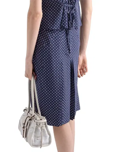 Prada Women's Polka-Dot Marocain Skirt - Blue | Thumbnail 5 Prada Women's Polka-Dot Marocain Skirt - Blue | Thumbnail 5