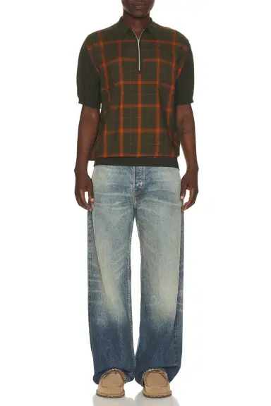 Beams Plus Half Zip Panel Polo Ombre Plaid | Thumbnail 3
