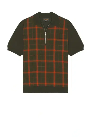 Beams Plus Half Zip Panel Polo Ombre Plaid | Thumbnail 4