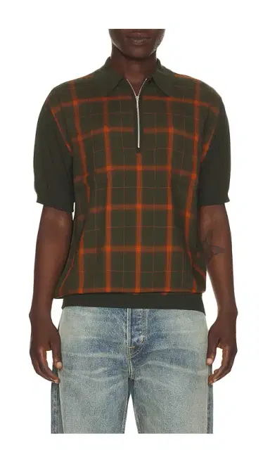 Beams Plus Half Zip Panel Polo Ombre Plaid | Thumbnail 5