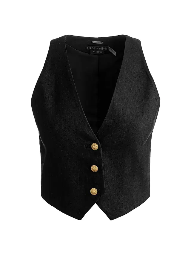 ALICE + OLIVIA Women's Donna Crop Vest - Black