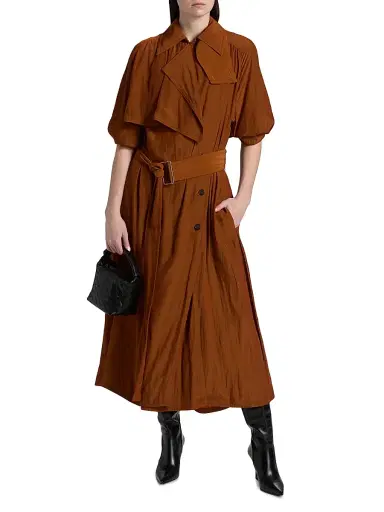 Lanvin Women's Satin Belted Trench Coat - Chestnuts | Thumbnail 3 Lanvin Women's Satin Belted Trench Coat - Chestnuts | Thumbnail 3