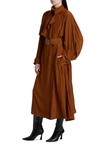 Lanvin Women's Satin Belted Trench Coat - Chestnuts | Thumbnail 4 Lanvin Women's Satin Belted Trench Coat - Chestnuts | Thumbnail 4