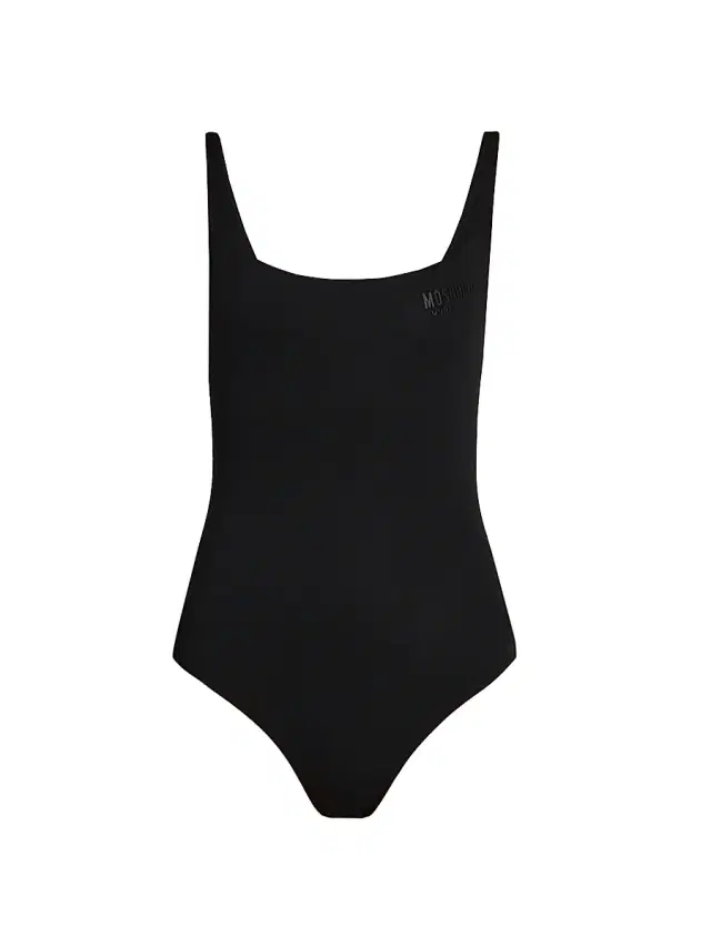 Women's Logo Stretch-Cotton Scoopneck Bodysuit - Black