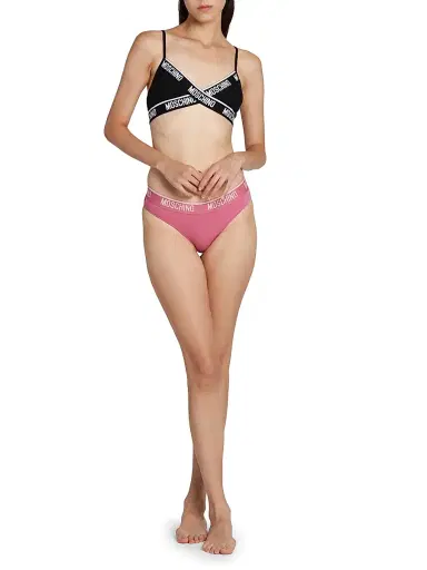 MOSCHINO Women's Logo Stretch-Cotton Triangle Bralette - Black - Size XS | Thumbnail 2 MOSCHINO Women's Logo Stretch-Cotton Triangle Bralette - Black - Size XS | Thumbnail 2