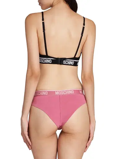 MOSCHINO Women's Logo Stretch-Cotton Triangle Bralette - Black - Size XS | Thumbnail 4 MOSCHINO Women's Logo Stretch-Cotton Triangle Bralette - Black - Size XS | Thumbnail 4