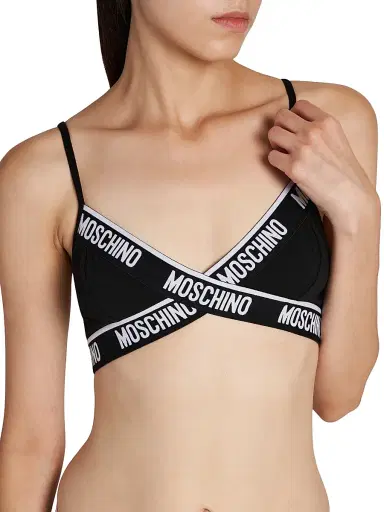 MOSCHINO Women's Logo Stretch-Cotton Triangle Bralette - Black - Size XS | Thumbnail 5 MOSCHINO Women's Logo Stretch-Cotton Triangle Bralette - Black - Size XS | Thumbnail 5