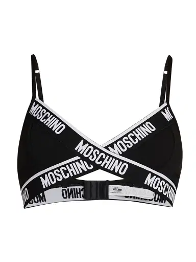 MOSCHINO Women's Logo Stretch-Cotton Triangle Bralette - Black - Size XS | Thumbnail 1 MOSCHINO Women's Logo Stretch-Cotton Triangle Bralette - Black - Size XS | Thumbnail 1