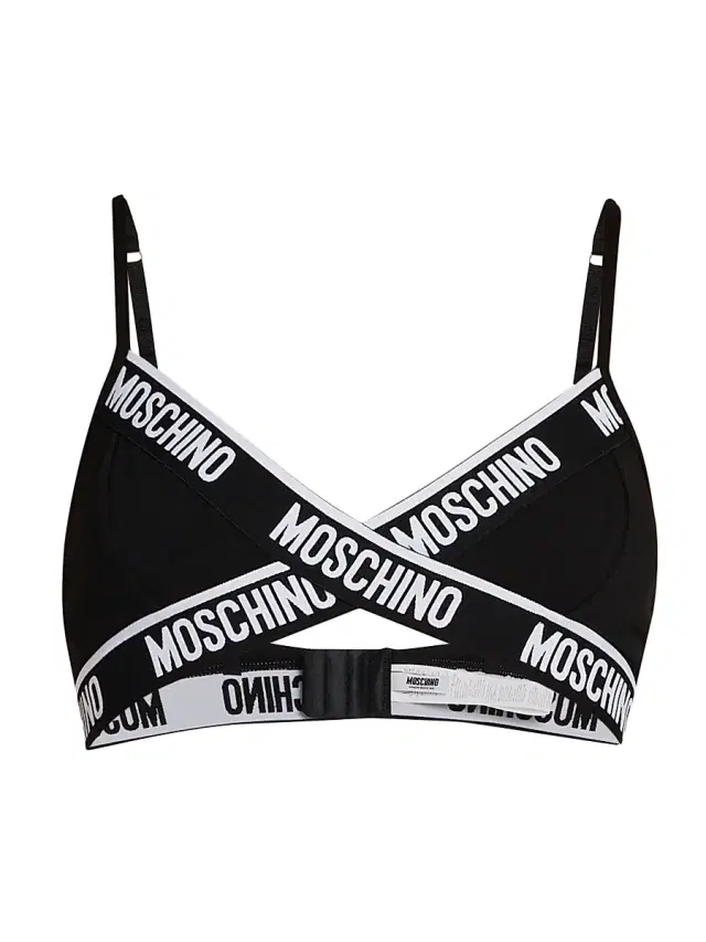 Moschino Women's Logo Stretch-Cotton Triangle Bralette - Black