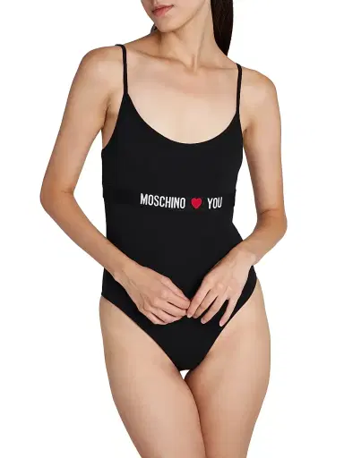 MOSCHINO Women's " Loves You" Stretch-Cotton Jersey Bodysuit - Black - Size Large | Thumbnail 5 MOSCHINO Women's " Loves You" Stretch-Cotton Jersey Bodysuit - Black - Size Large | Thumbnail 5