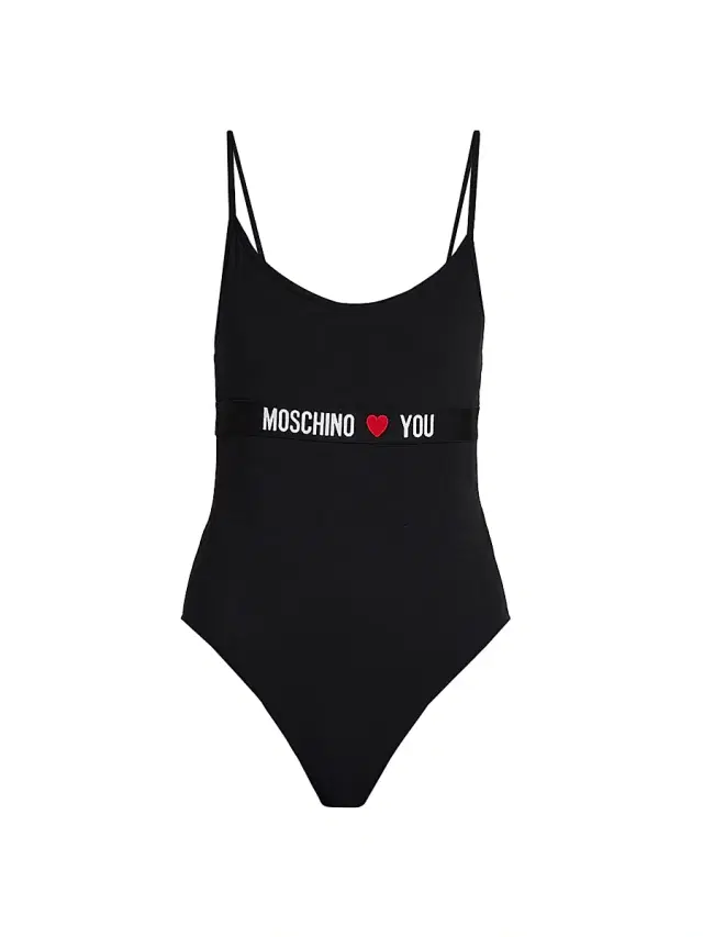 Moschino Women's " Loves You" Stretch-Cotton Jersey Bodysuit - Black