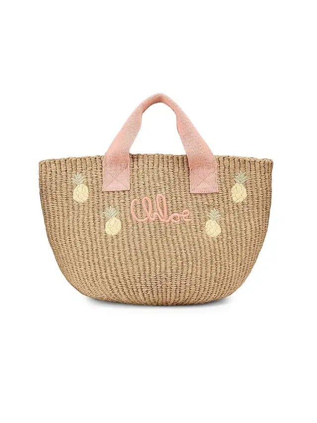 Girl's Pineapple Basket Tote Bag - Apricot