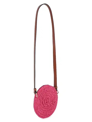 Chloé Girl's Logo Straw Crossbody Bag - Fuschia | Thumbnail 3 Chloé Girl's Logo Straw Crossbody Bag - Fuschia | Thumbnail 3