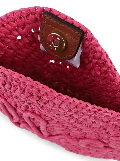 Chloé Girl's Logo Straw Crossbody Bag - Fuschia | Thumbnail 5 Chloé Girl's Logo Straw Crossbody Bag - Fuschia | Thumbnail 5