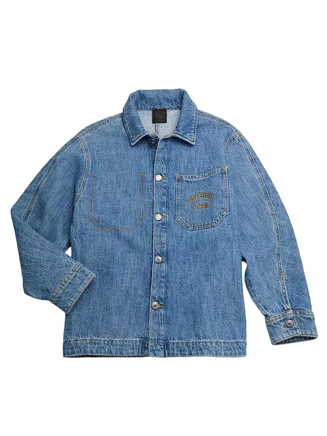 Givenchy Little Boy's & Boy's Logo-Embroidered Denim Overshirt - Brush