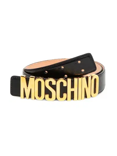 MOSCHINO Men's Logo Hardware Leather Belt - Black - Size 46 | Thumbnail 1