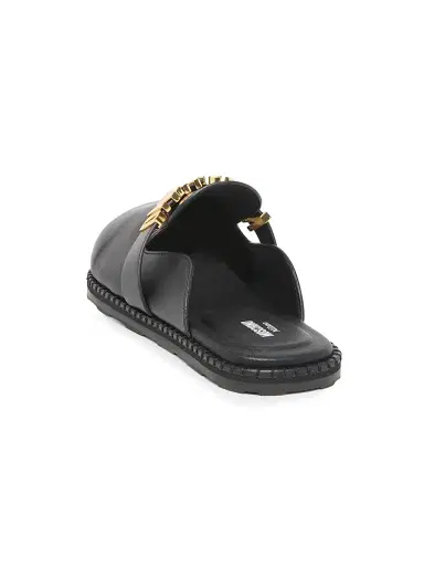MOSCHINO Men's Logo Leather Mules | Thumbnail 2 MOSCHINO Men's Logo Leather Mules | Thumbnail 2