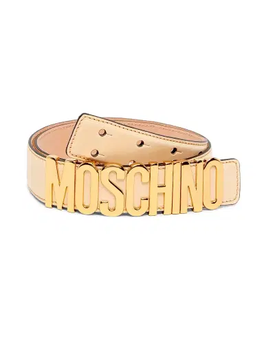 MOSCHINO Men's Logo Hardware Leather Belt - Sand - Size 46 | Thumbnail 1 MOSCHINO Men's Logo Hardware Leather Belt - Sand - Size 46 | Thumbnail 1