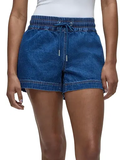 Hudson Jeans Women's Cotton-Blend Denim Mid-Rise Drawstring Shorts - Lottery | Thumbnail 4
