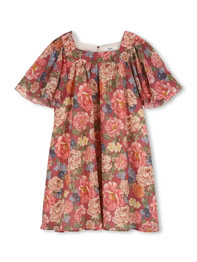 Little Girl's & Girl's Floral Cotton-Silk Shift Dress - Garnet Rose