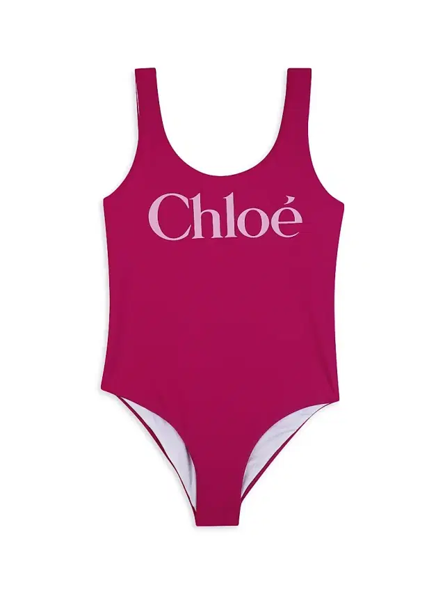 Little Girl's & Girl's Logo One-Piece Swimsuit - Fuschia