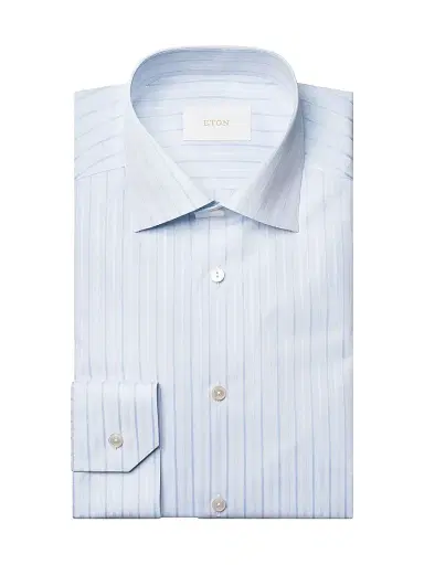 Eton Men's Elevated Striped Cotton Contemporary-Fit Shirt - Blue - Size 18.5 | Thumbnail 1 Eton Men's Elevated Striped Cotton Contemporary-Fit Shirt - Blue - Size 18.5 | Thumbnail 1