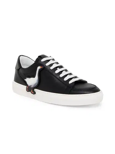 MOSCHINO Men's Goose Leather Low-Top Sneakers | Thumbnail 2 MOSCHINO Men's Goose Leather Low-Top Sneakers | Thumbnail 2